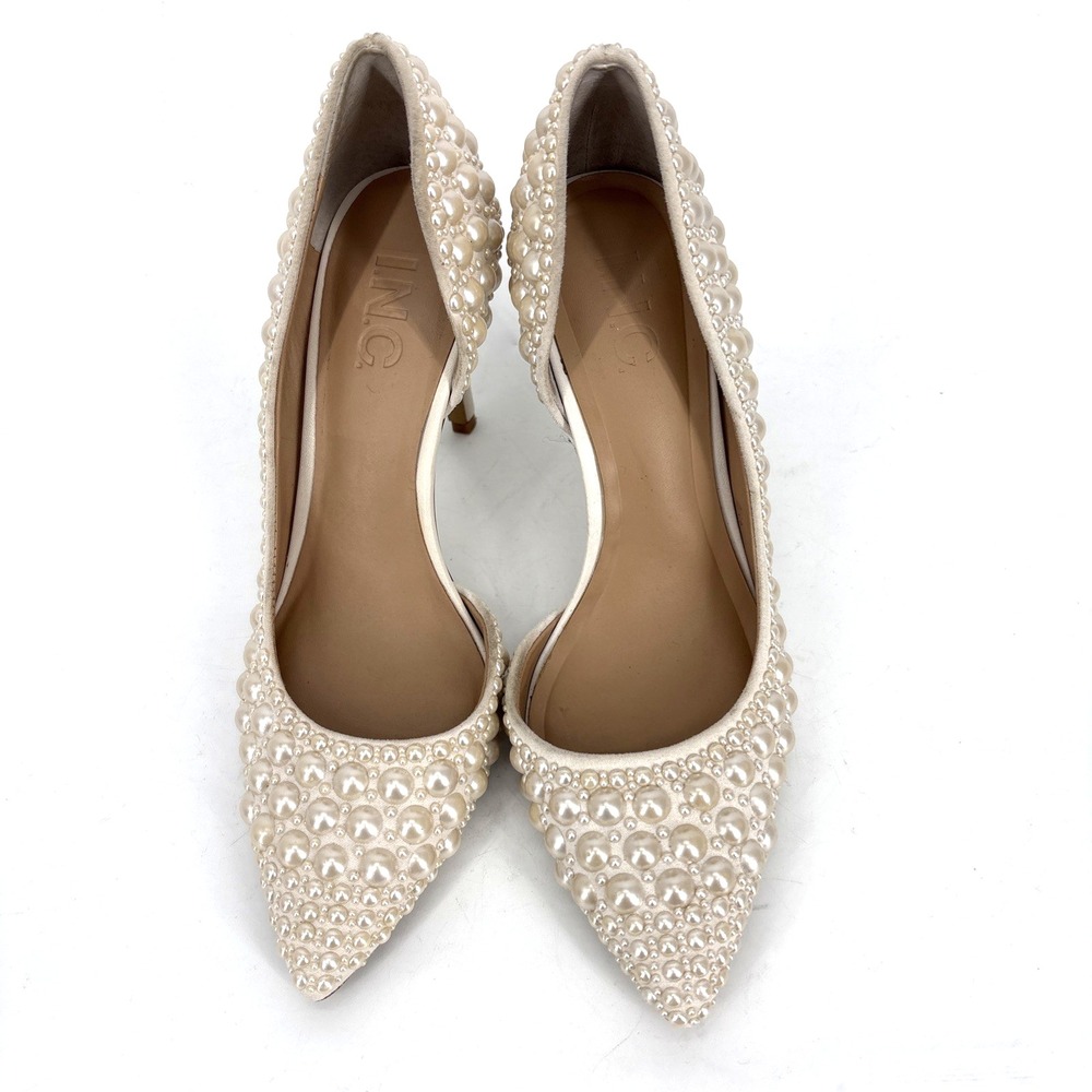 INC International Concepts White Pearl Pumps Heels 6M Bridal Wedding Prom